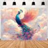 Peacock Theme Background Happy Birthday Flower Castle Waterfall Party Decor Backdrop Photography Studio Supplies Props Banner