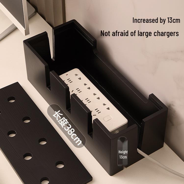 Solid Wood Cable Management Box: Power Strip & Cord Organizer with Multifunctional Cover