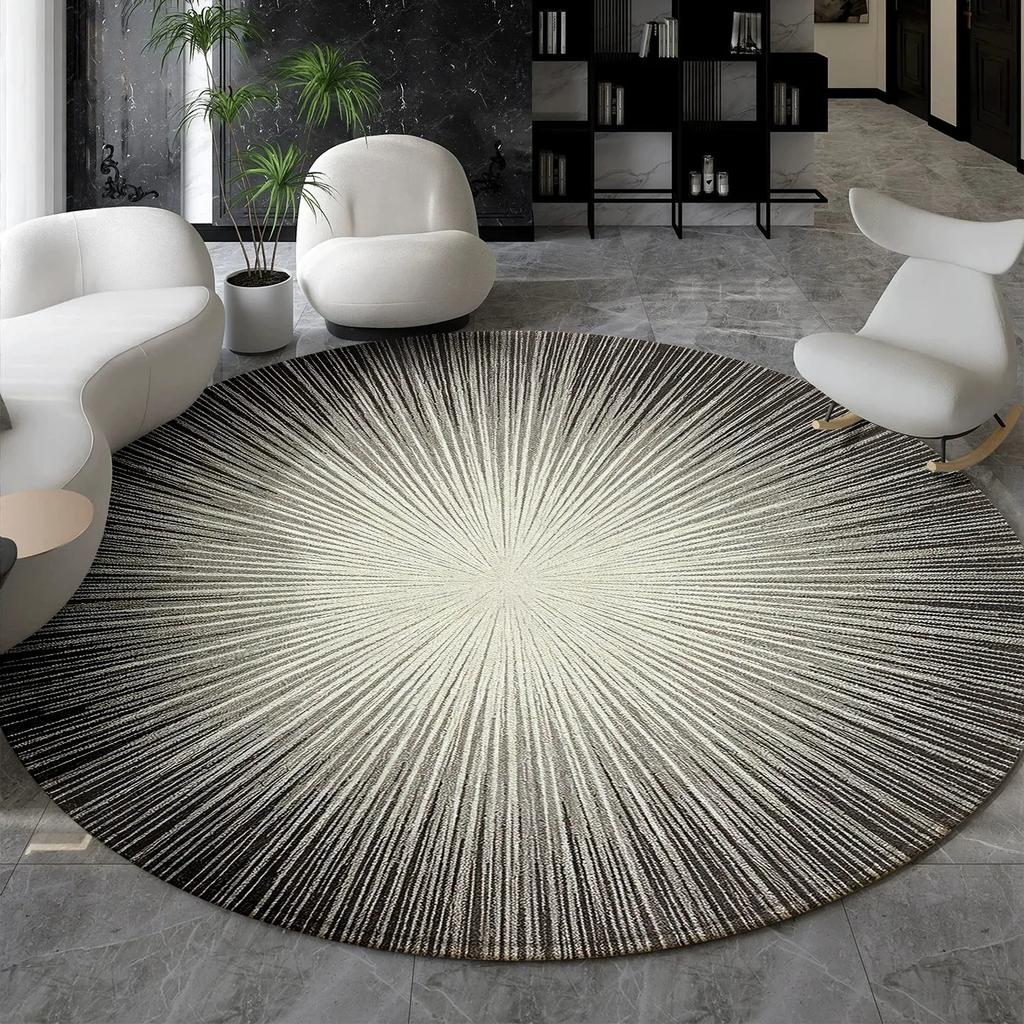 Round Rug for Living Room Printed 3D Effectt Floor Mats Bedroom Carpet Non-slip Washable Mat Study Office Lounge Sofa Area Rugs