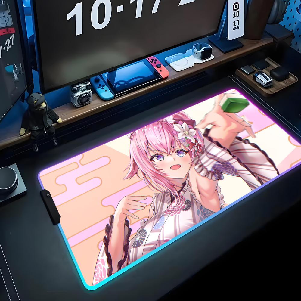 hakui koyori Mouse Pad RGB Gaming Mousepad Big LED Pad PC Desk Mat Luminous Mouse Pad Large Keyboard Mats Table Rug With Backlit