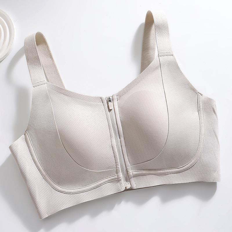

Нижнее белье для женщин с большой грудью, тонкий дизайн, передняя молния, передняя застежка, бесшовный спортивный амортизирующий бюстгальтер 2XL белый