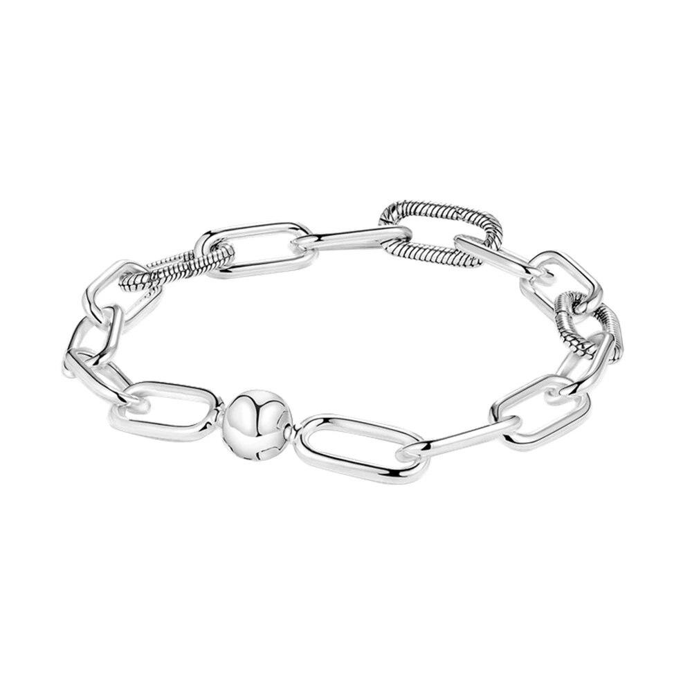 Bracelet en laiton plaqué argent pour femmes, chaîne à maillons en perles, bijoux fins, adaptés aux breloques, nouvelle Collection Me 2022