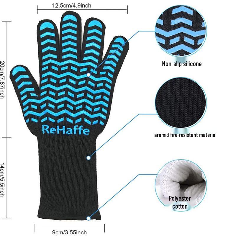 Heat-Resistant Silicone Oven Gloves - Non-Slip Cotton Anti-Scald Baking Mitts