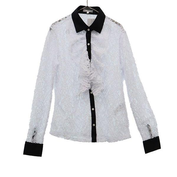 NARACAMICIE unused race Long sleeve race blouse Cut and sewn ruffles Women Used