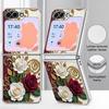 Oil Painting Flower Case For Samsung Galaxy Z FlIP 7 FE 6 5 Plating PC+PU Leather Hybrid Folding Cover For Samsung Z Flip7 Flip6 Flip5