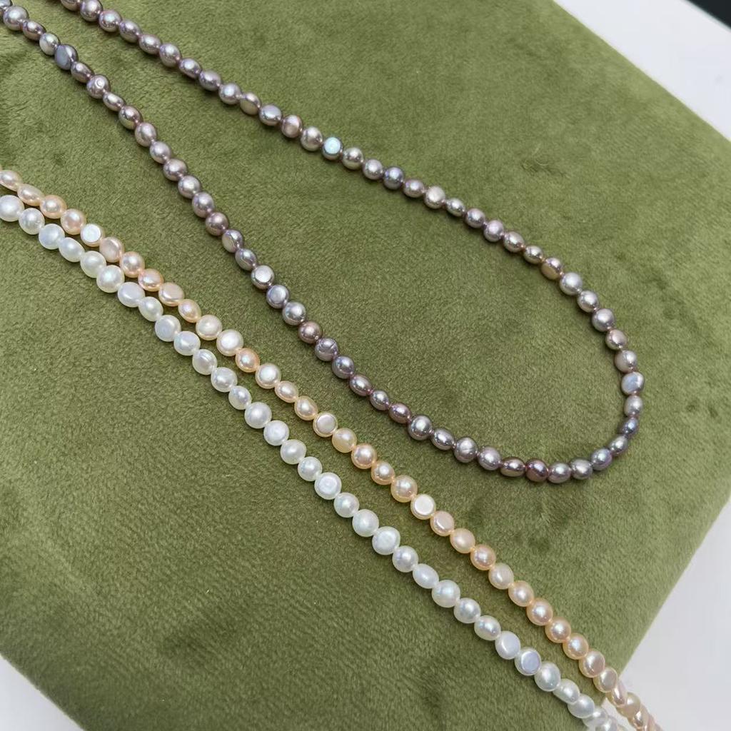 1String, Purple White Pink Natural Shell Mother of Pearl Beads, Boho Handmade Double-sided Light Beads, 4-5mm, for DIY Jewelry Materials, Beading 36cm