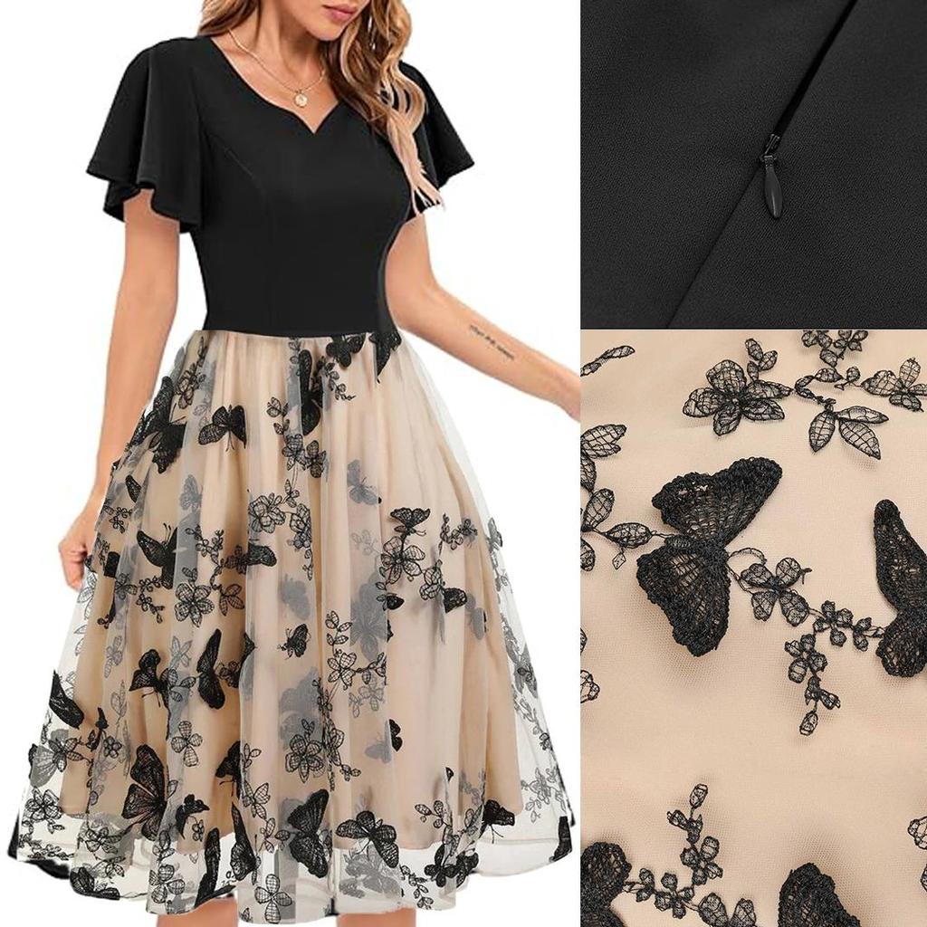 Abito Estivo Donna Floerns Stampa Tropicale – Midi Senza Maniche Con Scollo Americano, Taglie S-XL