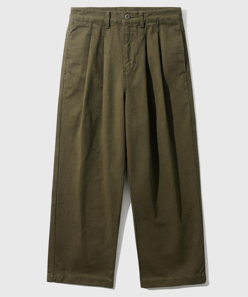JEMUT Saturn Double-Pleat Wide Twill Pants Khaki Kjlp2606