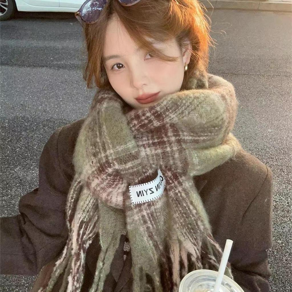 Women's Winter Imitation Cashmere Scarf - White Mohair Shawl Neck Warmer