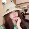 Cute Cute Frog-Shaped Cartoon Frog Bucket Hat Foldable Sunscreen Fisherman Hats Funny Big Eyes Pattern Panama Fishing Cap Summer