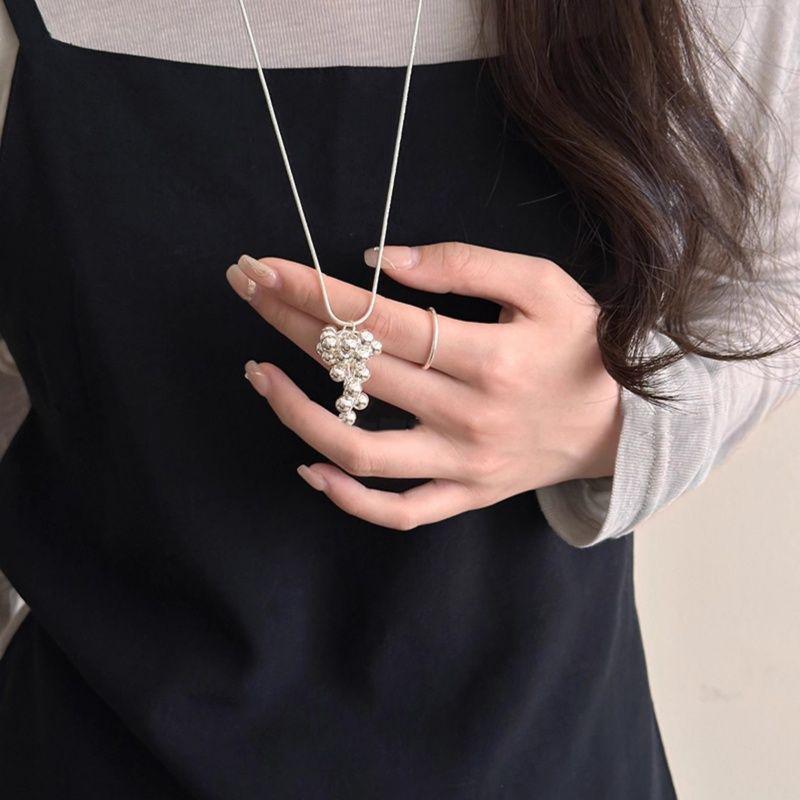 

Ожерелье в форме винограда, красочное, длинное, регулируемое, на шнурке, цепочка для свитера, элегантные универсальные ювелирные аксессуары серебряный