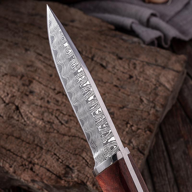 Damascus Pattern Stainless Steel Forged Kitchen Fruit Knife Boning Knife Meat Knife Vegetable Knife Knife
