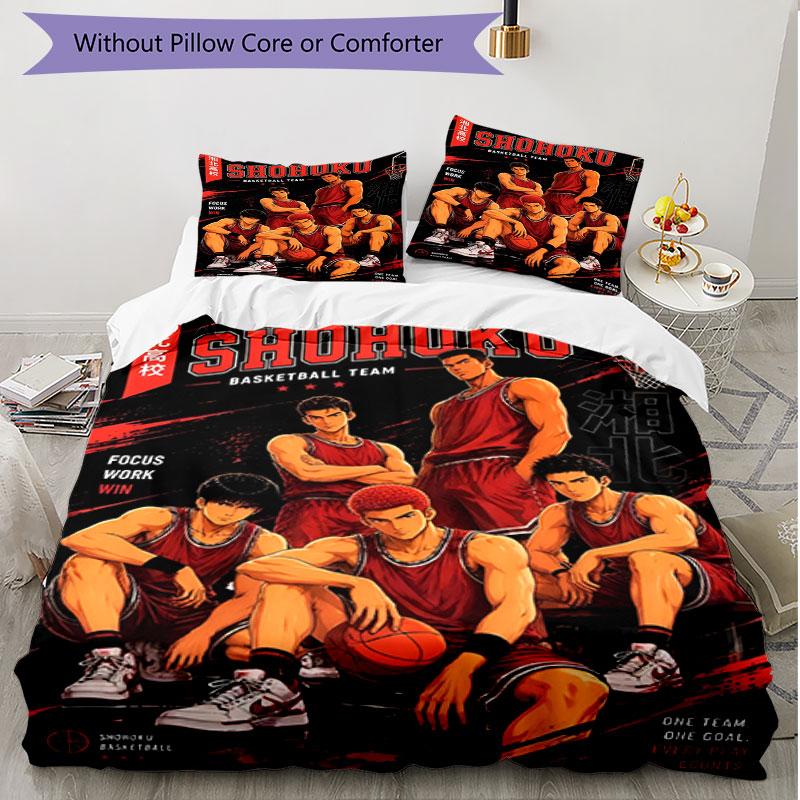 3pcs Duvet Cover Set (1*Duvet Cover + 2*Pillowcase, Without Core), SLAM DUNK Print Soft All‑Season Bedding Set, Home Bedroom Decor Gift
