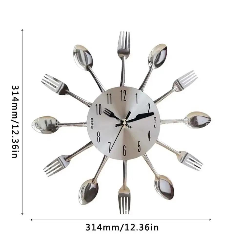 3D Spoon Fork Wall Clock Removable Modern Metal Clock Electronic Multifunctional Decorative Horloge Restaurant