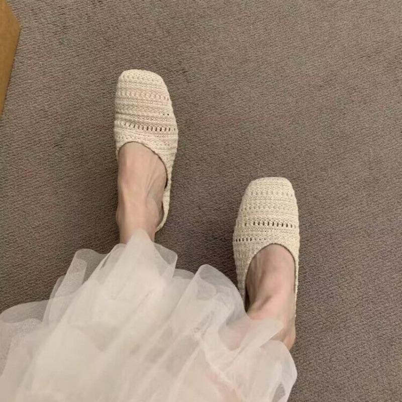 Holiday Knitting Niche Half Slippers Women's Outerwear Spring and Summer with Skirt Baotou