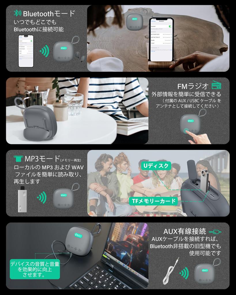 ONES MusPlay Portable Speaker with Wireless Smart 5W Loud Volume Earphone Memory Lightweight and Compact Earphones, 2-in-1 Bluetooth, Hi-Res Sound,