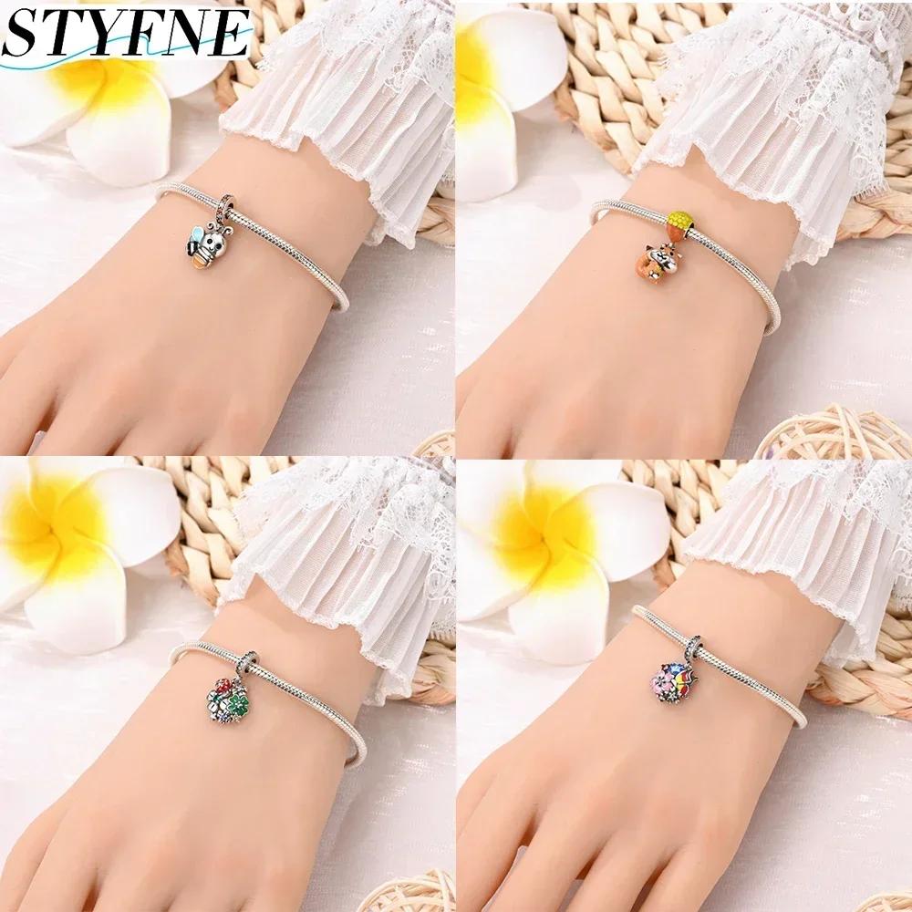 Charm Copper Creative Animal Series Bee Squirrel Cheese Mouse Original Fit Diy Bracelet Women'S Jewelry Making Gift