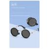 SHAUNA Full-folding Light-reducing Metal Punk ND9-level Adjustable Dimming Round Polarized Sunglasses UV400 With Case
