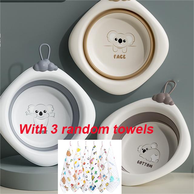 3Pcs Baby Wash Basin Sets Baby Kids Foldable Small Wash Basin, Portable Plastic Basins for Travel Camping Home Use