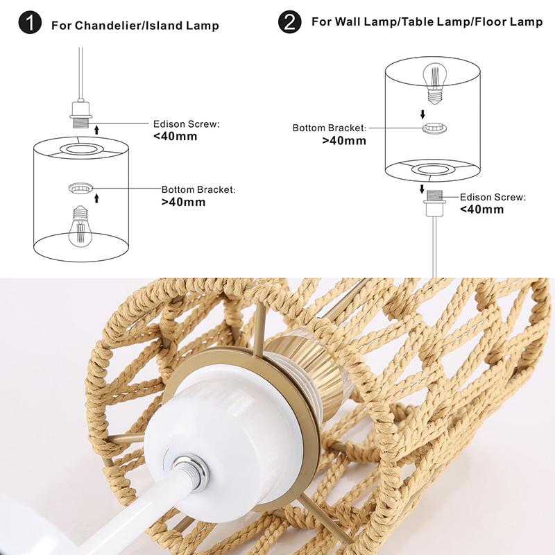 1PC Chic Wicker Homestay Papier Seil Lampenschirm Küche Kleine Rattan Lampenschirme Boho Land Pendelleuchte Abdeckung Retro Restaurant