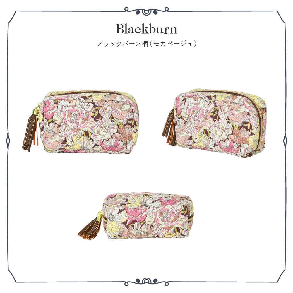 Made with Liberty Quilted Pouch with Tassel 18703035 Pouch for Women 18703035B Mocha Beige W x 10cm H x 6cm D [Intermode Fabric] [B] Approx. 16.5cm