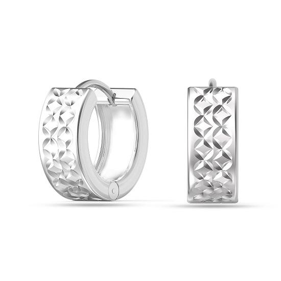 LeCalla S925 Sterling Silver Jewelry SMALL Diamond-Cut Italian Reversible Huggie Hoop Earrings for Women Girls 11MM