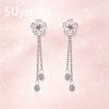 925 Sterling Silver Small Fresh Sweet Light Luxury Essence Flower Tassel Earrings Birthday Party Anniversary Gift Daily Wear