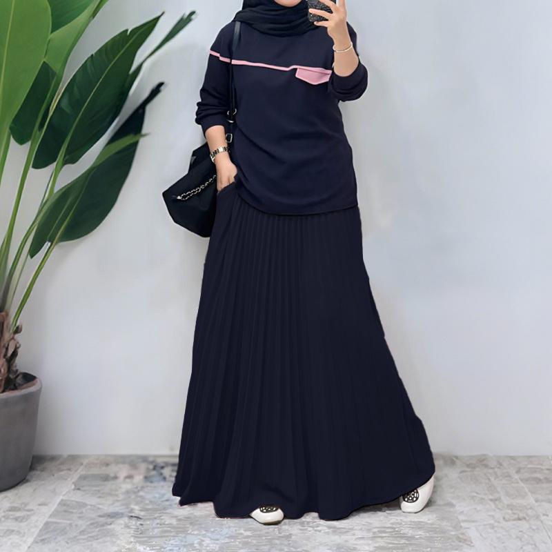 ZANZEA Women Long Sleeve Blouse and Long Skirts Casual Two Piece Suit Sets