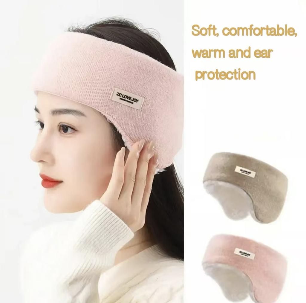 Winter Earmuffs Headwear Anti-cold Warm Thickened Fleece Ear Protection Head Cover Windproof Thermal Knitted Running Headband