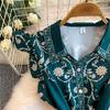 Abito Chemisier da Donna Vintage con Stampa Floreale, Vestibilità Slim, con Cintura, Moda Estiva, Maniche a Sbuffo, Monopetto, Elegante, Casual