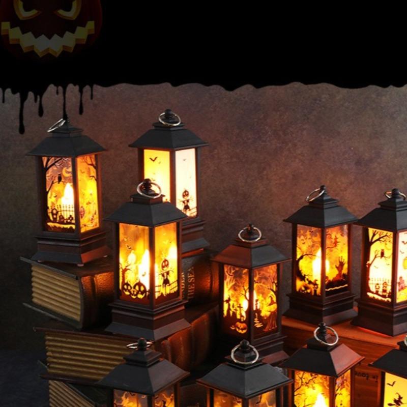 Halloween LED Flame Flickering Oil Lamp Battery Operated Spooky Decor Haunted House Prop Tabletop Centerpiece for Bar Party