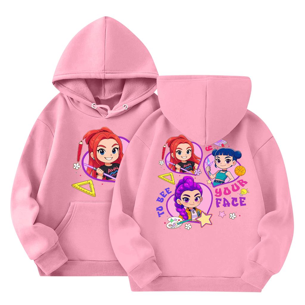 Child Fashion Lightweight Long Sleeve Pullover With Pockets  Print Hoodie