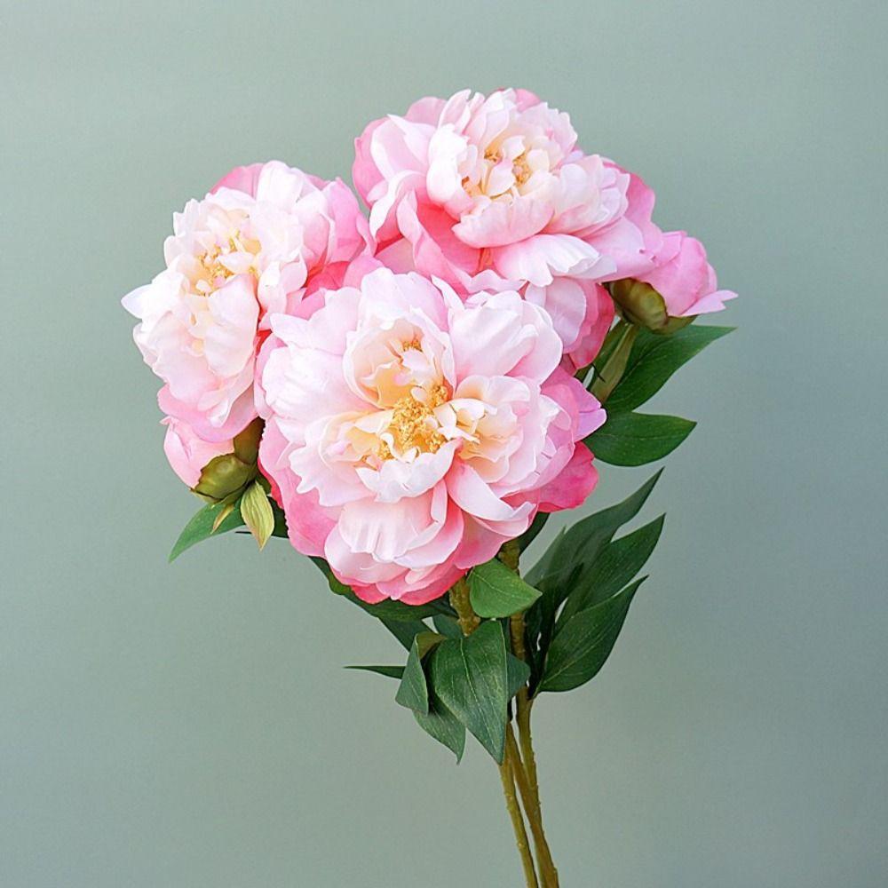 Flexible Artificial Peony Flowers Silk Peony Flower Bouquet 2 Heads Peony Flowers  Living Room