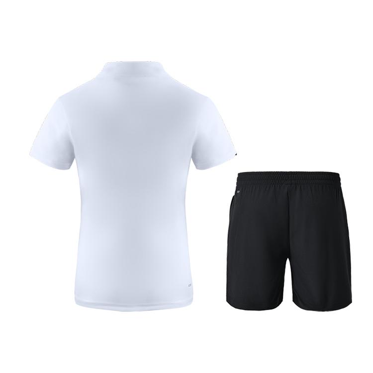 Li-Ning Solid Color Simple Polo Collar Short Sleeve T-Shirt Quick Dry Cool Versatile Sports Shorts Casual Set Women Sets APLR126-4+AKSUA22-1