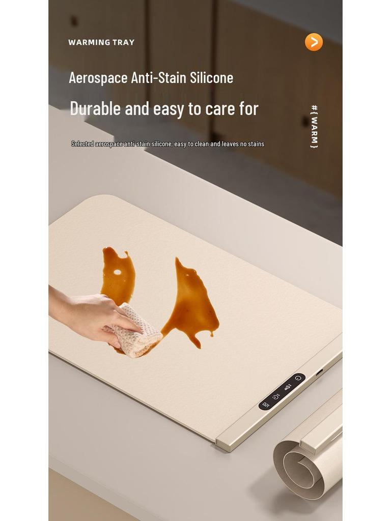 Folding Silicone Food Warmer Pad: Insulated Hot Dish Heating Plate for Home Use