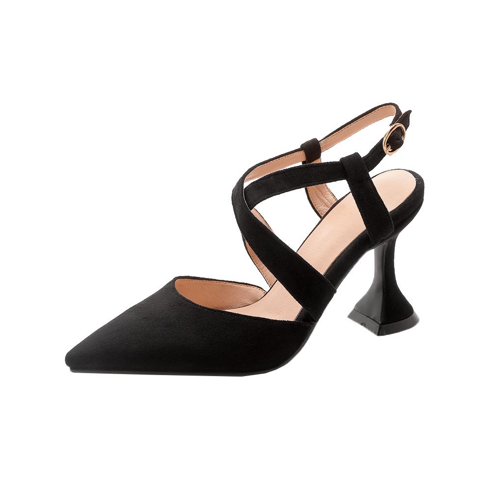 

Літні туфлі з металевою пряжкою та високими підборами Krazing Pot Flock, великий розмір 43, жіночі неглибокі човники 34 чорний