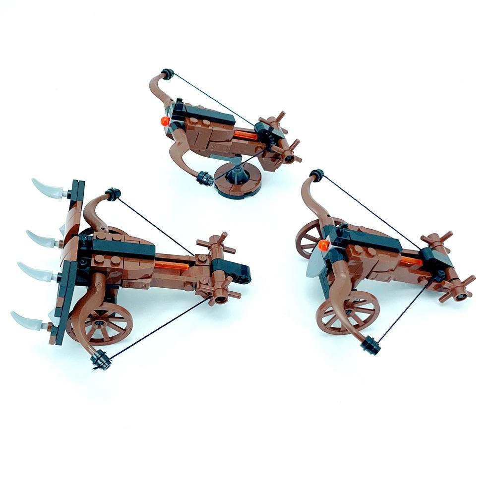 Medieval Roman Castle Legion Crossbow Gun Car Catapulted Military Weapons Building Block Crossbow Bow