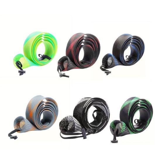 

6/8Pcs 170CM Fishing Rod Sleeve with Lanyard PET Scalable Braided Mesh Fishing Rod Cover Foldable Stretch Fishing Pole Protector Fishing Accessories 6pcs