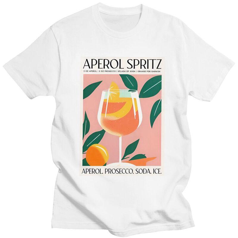 Custom Vintage Cocktail Drink Orange Spritz Aperols T Shirt Men Short Sleeve Tshirts Casual Tee Pure Cotton Slim Fit Tshirt