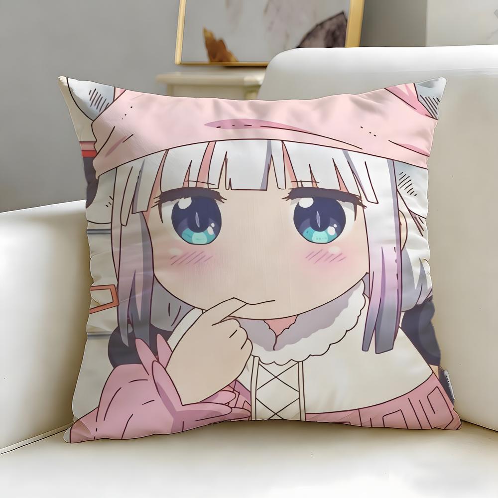 anime Miss Kobayashis Dragon Maid Cushion Cover Soft  EasyWash Pillow Case  Versatile for Couch Bed Travel and Office
