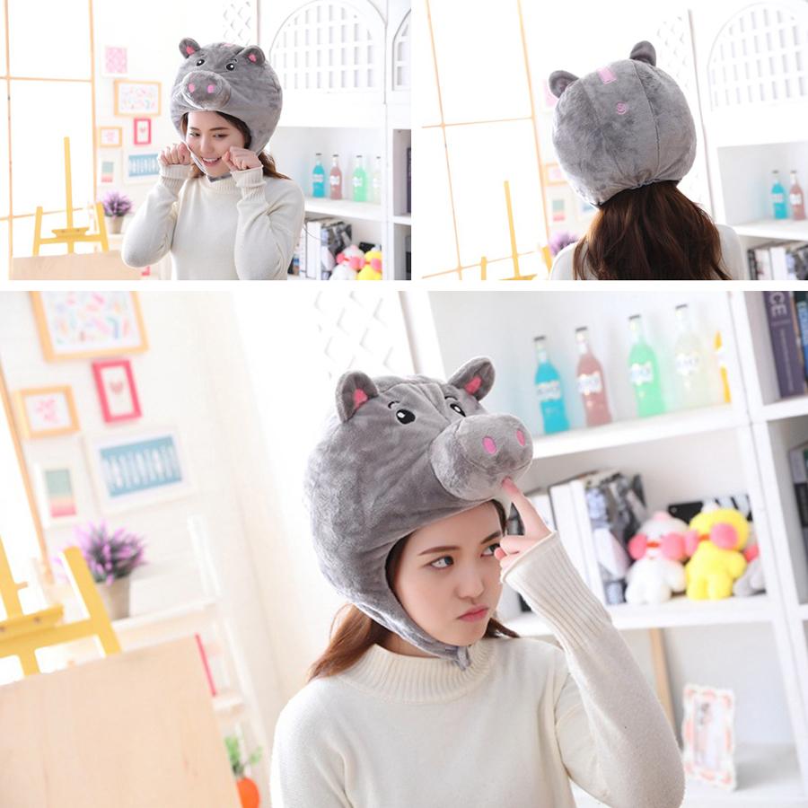 Funny Cosplay Lovely Animal Pig Nose Head Cover Christmas Headwear Plush Hat Home Decor Ornament Costume Party Halloween Props