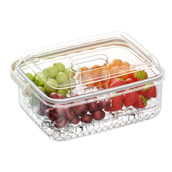 Serving Tray with 5 Dividers Lid Double-Walled Ice Tray Fruits Vegetables Shrimp Cocktails Party Appetizer Platter Snack Server