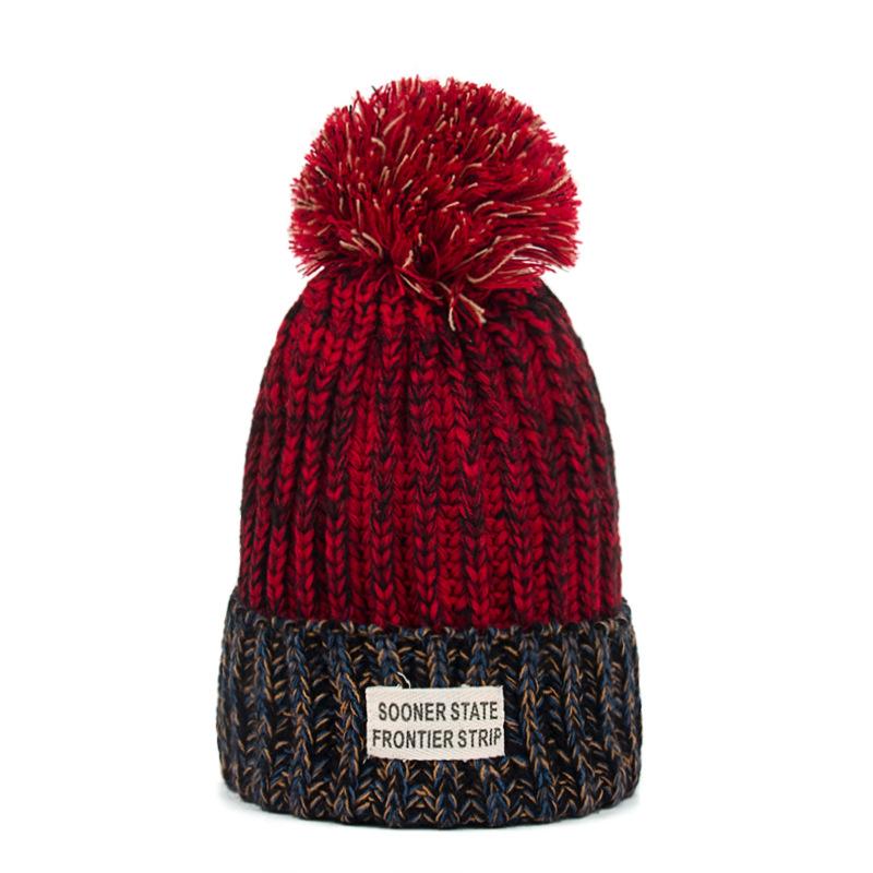 

Новая шапка женская шерстяная шапка-пуловер, уличная шапка, подходящая по цвету красный