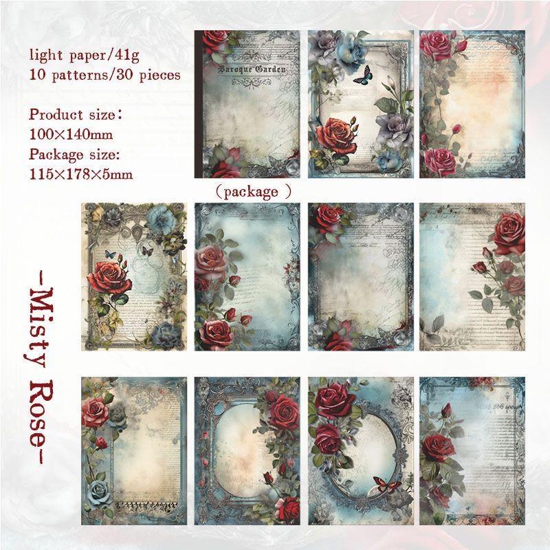 30Pcs/set Vintage Garden Flower Border Landscaping Journal Material Paper, Journal Scrapbooking DIY Supplies