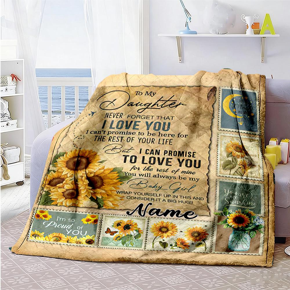 Love Daughter Customize Your Name Blanket Cozy Personalized Blanket Warmthful Decor Great for Seaside Home Decor Chair Bed for All Occasions