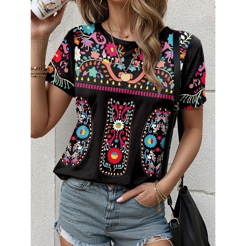 Damen Schönes Blumen 3D Druck T-Shirt Kurzarm T-Shirts Tops 3D Druck O-Ausschnitt Shirt Sommer Casual Damenbekleidung