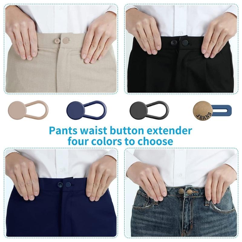 12pc Button Extender for Pants Jeans Shirts Free Sewing Adjustable Retractable Waist Extenders Button Waistband Expander