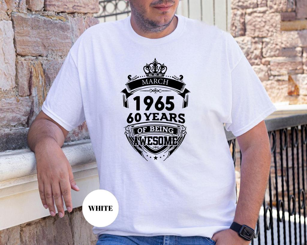 Vintage 1965 60 Years of Being Awesome Mens Birthday TShirt Mens Tracksuit Summer Casual Pullover Shortsleeved Sportswear Top