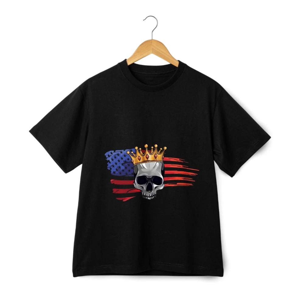 21ST Century Crown & Skull Tee - Vintage American Flag Protest Shirt 3XL