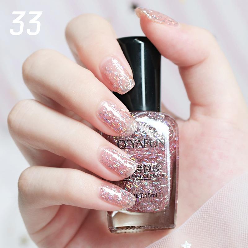 New Non-peelable Nail Polish Waterproof No-bake Micro-glue Non-fading Glitter Sequins Quick-drying Nail Polish